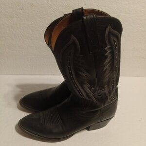 Lucchese 2000 Men's Black Leather Cowboy Boots Size 9.5 2E T3010R4